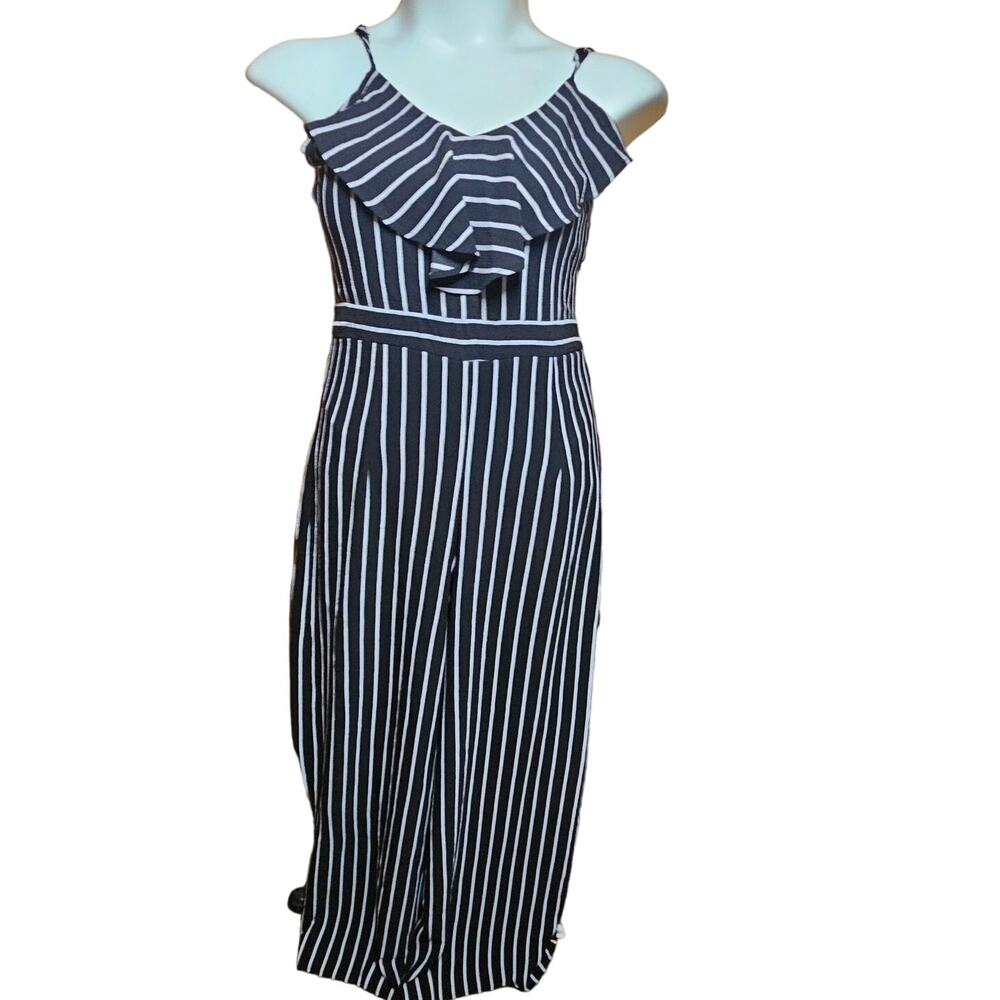 Black and White Striped Jumpsuit Size Large